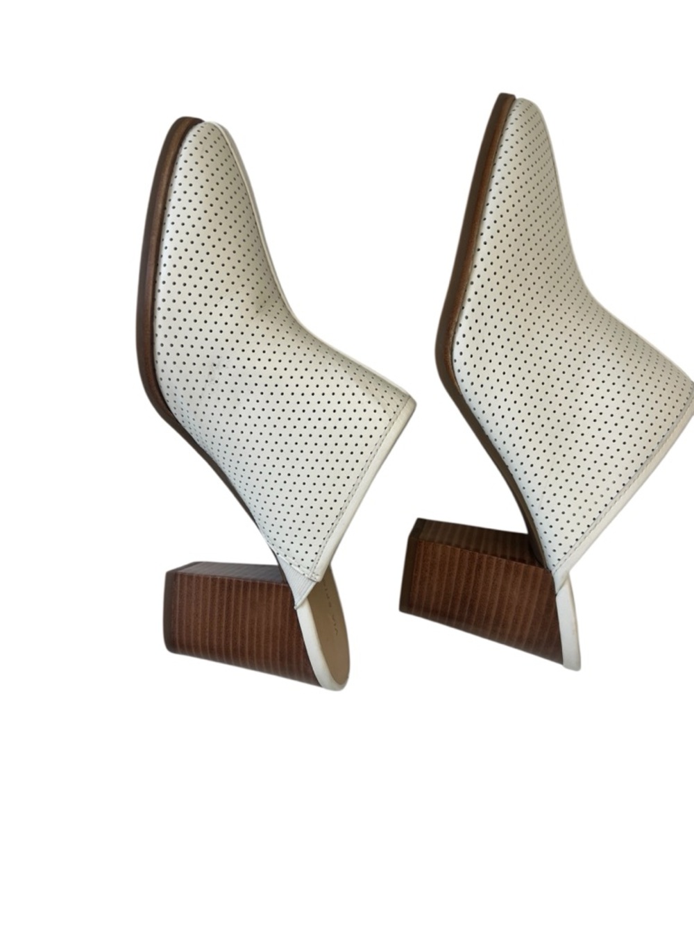 Via Spiga Salmah Milk Mules Ivory Slip-On Block Heel Shoes - Picture 5 of 11